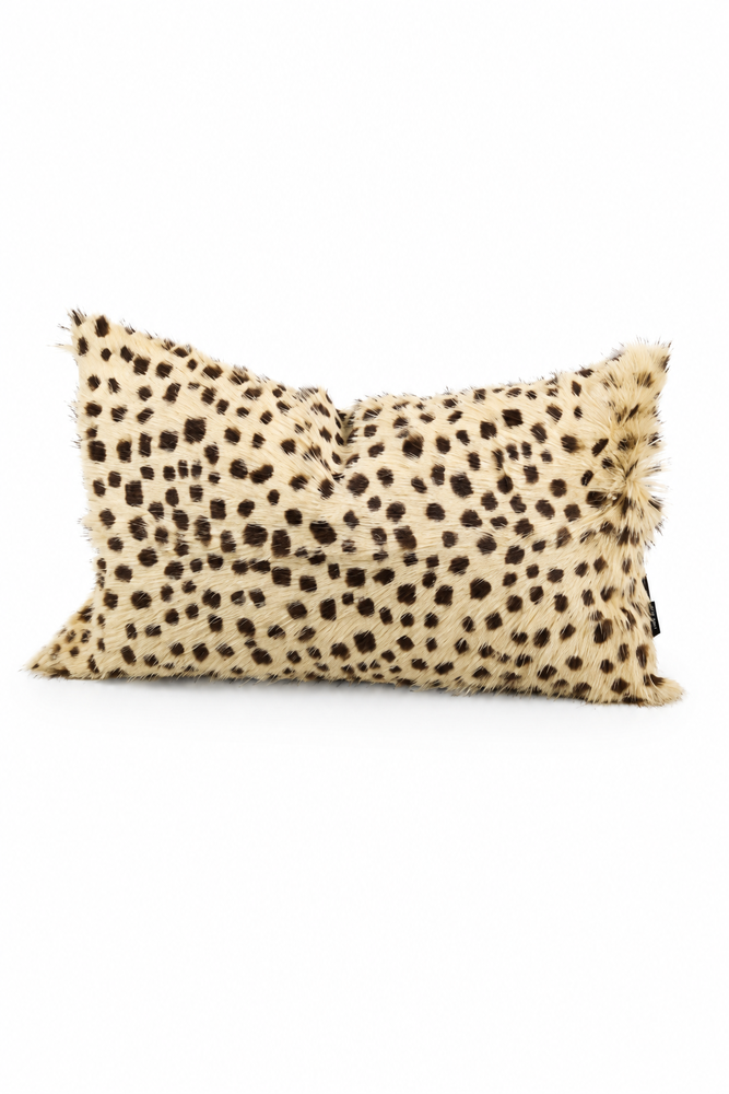 Coussin en Cuir de Chèvre Imprimé Léopard
