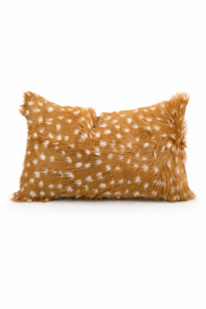 Coussin en Cuir de Chèvre Peint avec Motif de Chevreuil