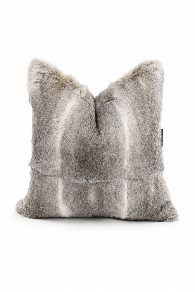 Coussin en Cuir de Lapin Gris 